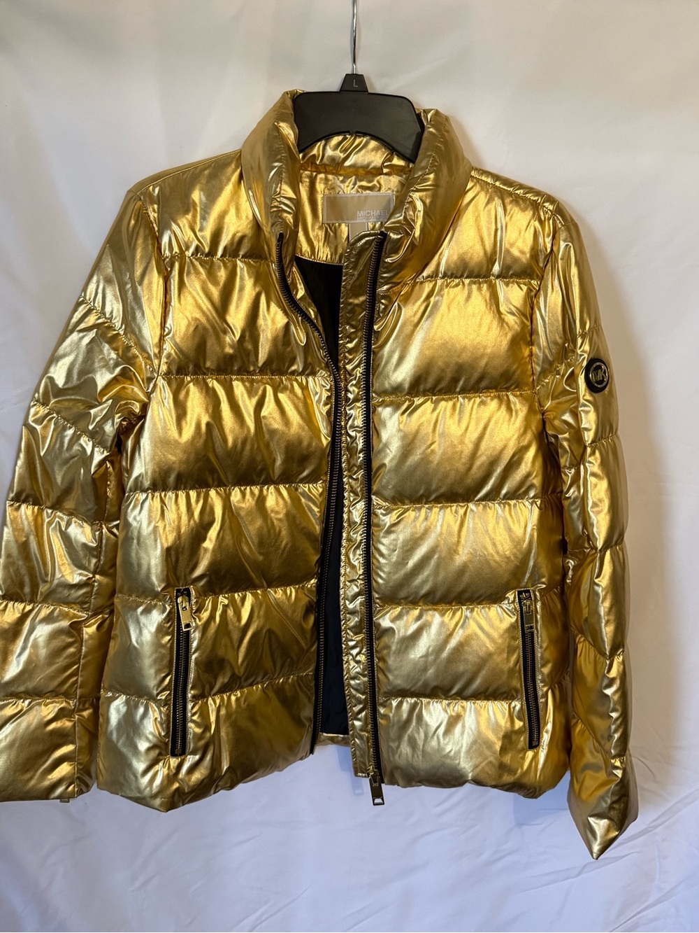 Michael Kors Metallic Gold Quilted Puffer Jacket